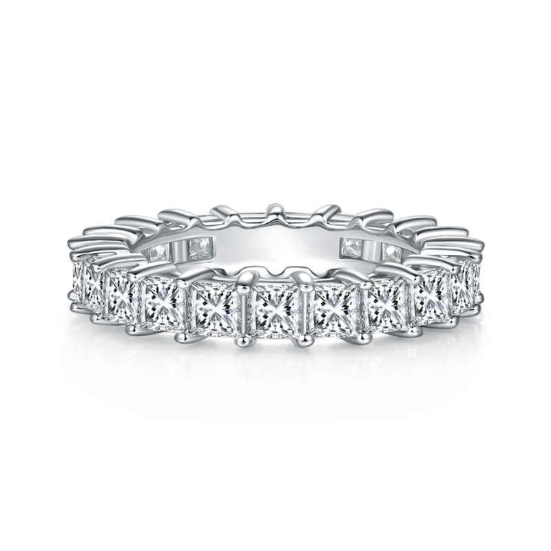 Zhengfang Full Body Ring S925 Silver Plated Platinum Moissanite Diamond Women's Ring 6.6 Carat D-Class